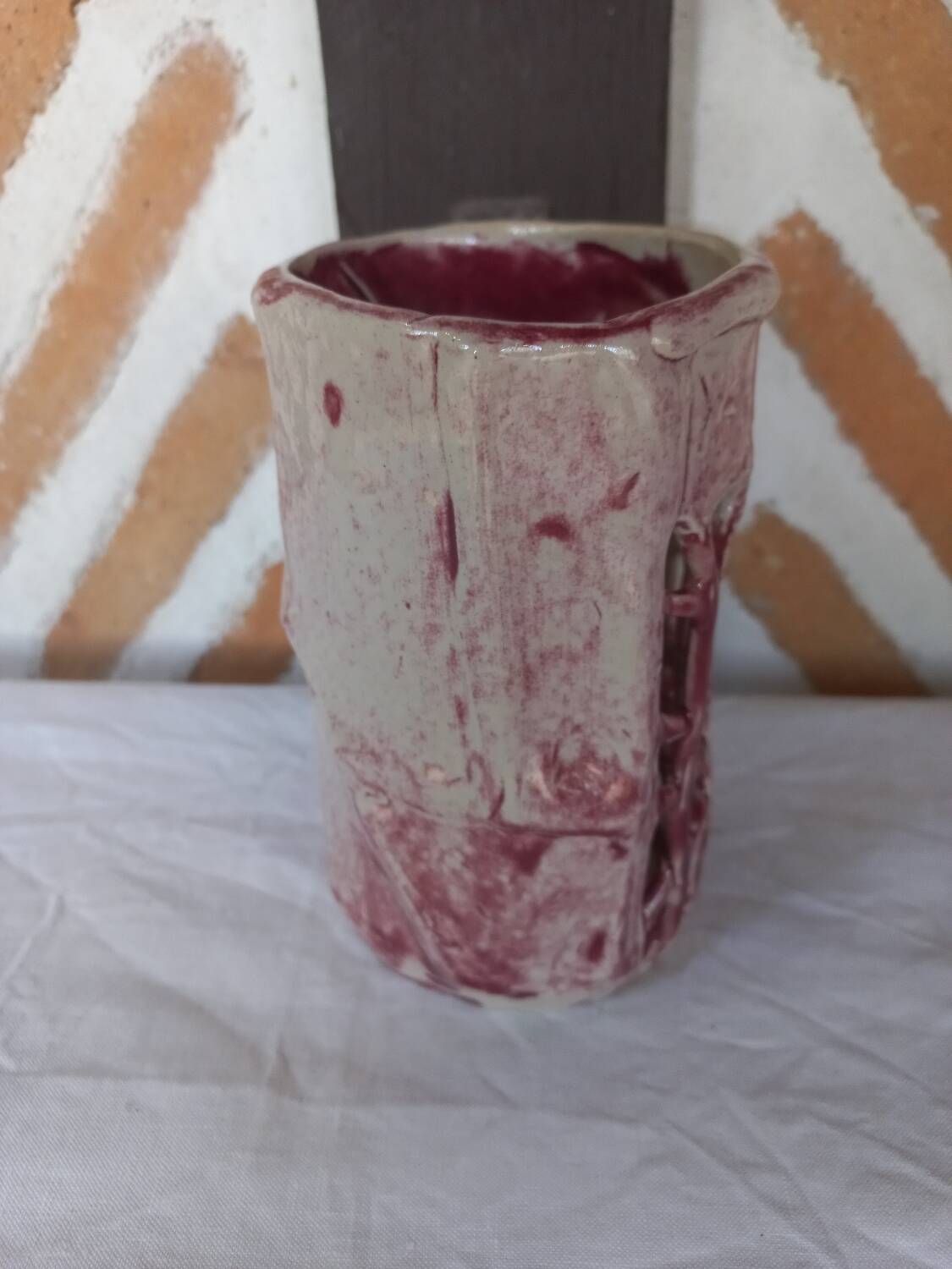 Original enamelled earthenware vase