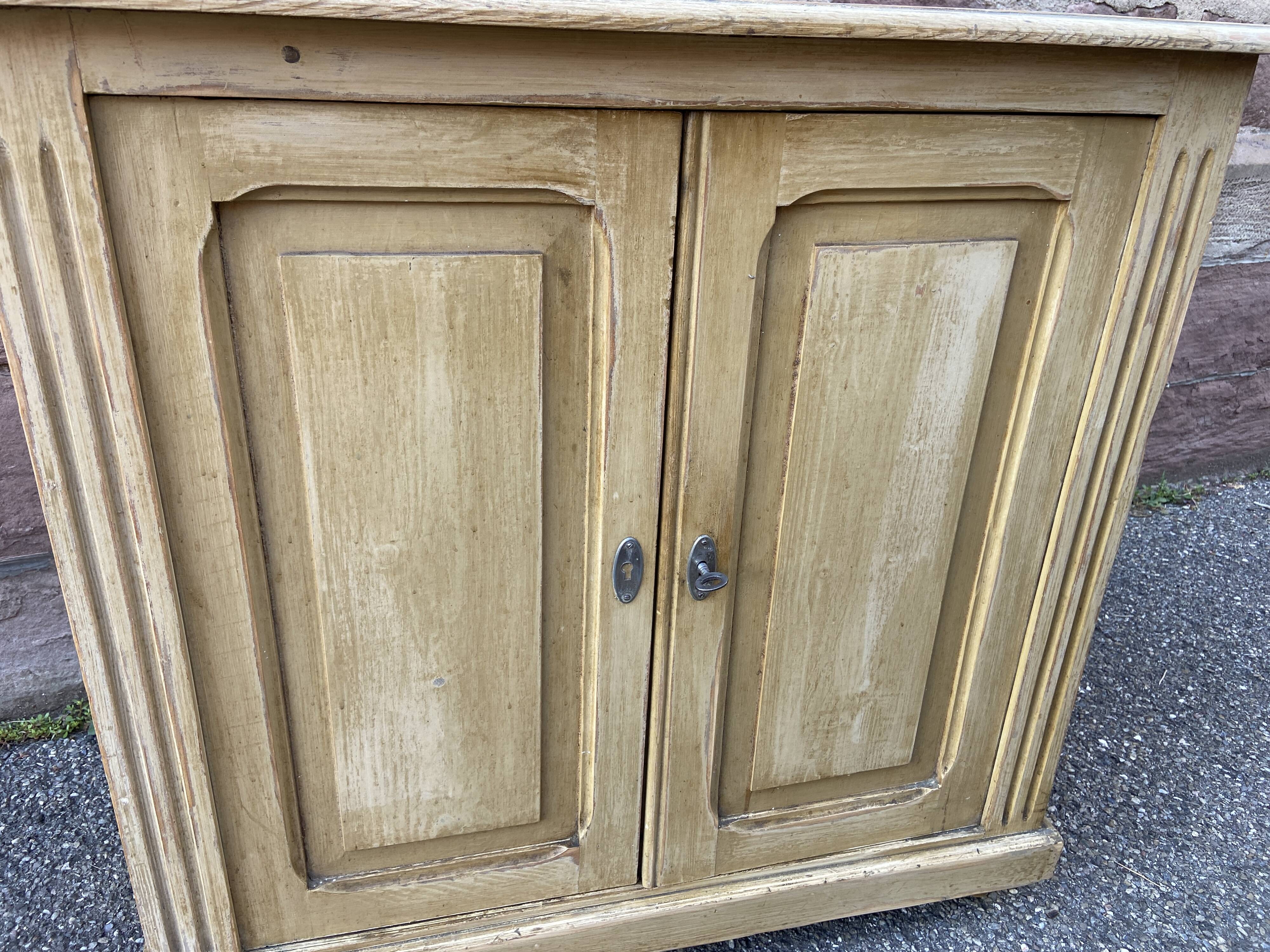 Small rustic alsatian furniture circa 1900 painted fir buffet craft furniture popular art sideboard