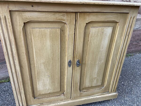 Petit meuble alsacien rustique vers 1900 sapin peint buffet meuble métier art populaire enfilade