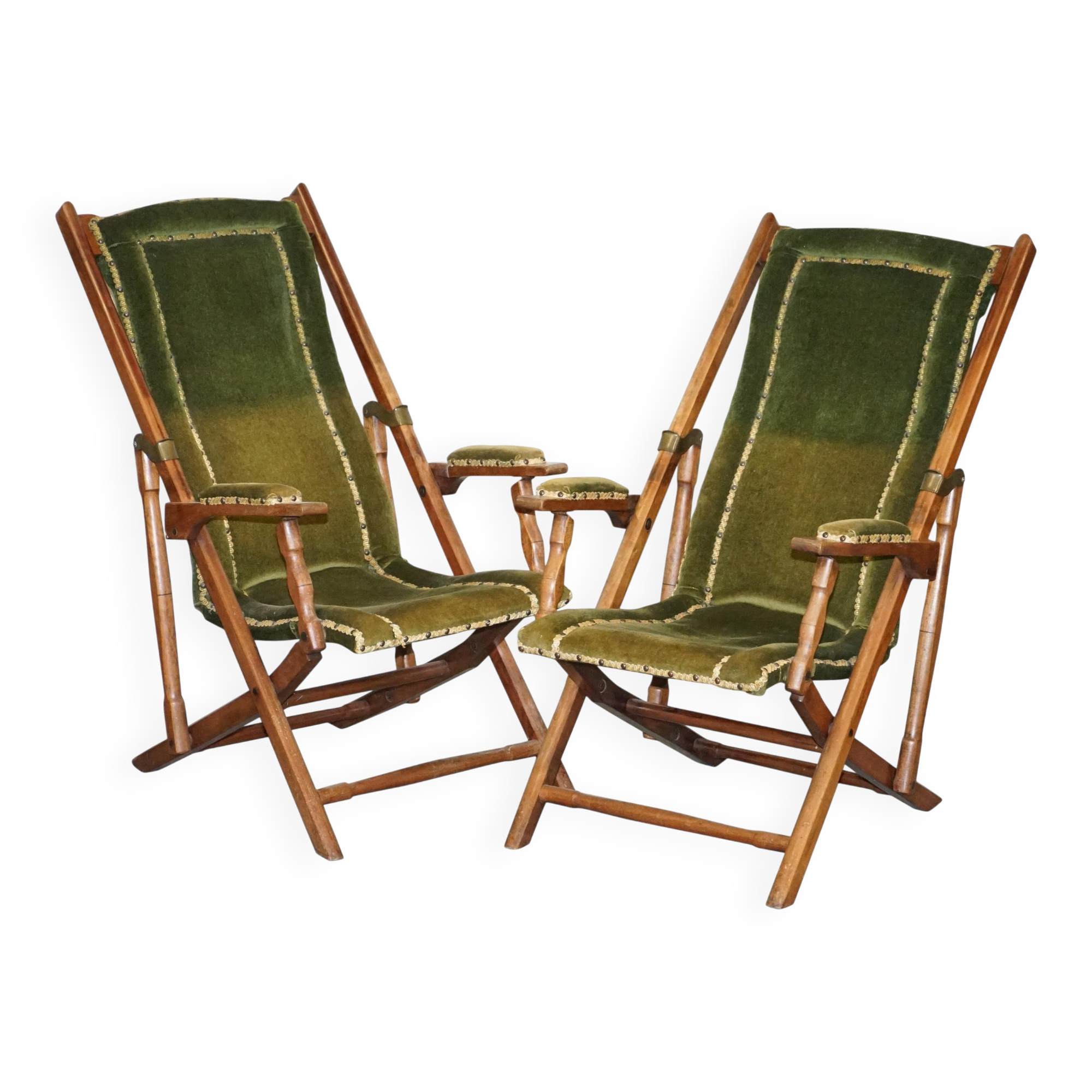 Pair of Victorian military folding chairs