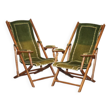 Paire chaises pliantes militaire victorien