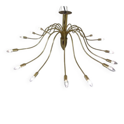 Large Italian Brass Chandelier, 1960s