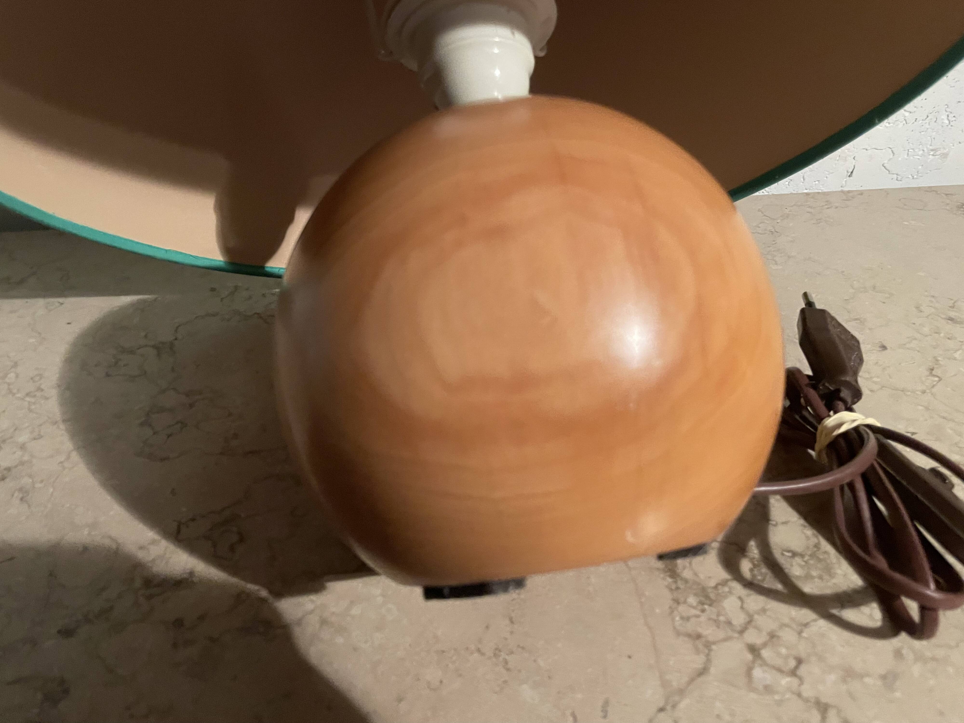 Lampe boule en bois années 80