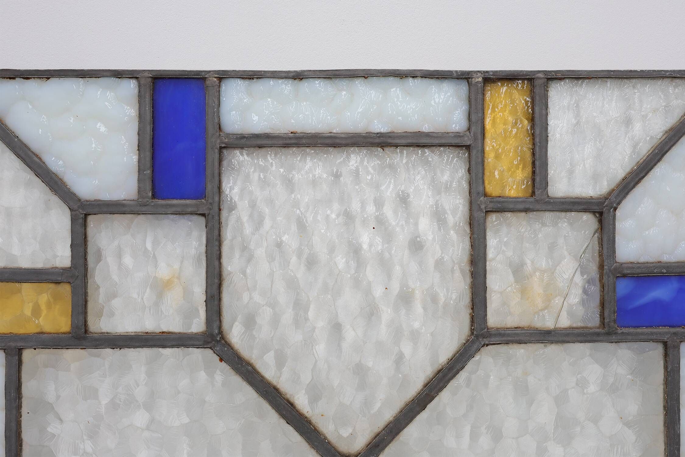 Art Deco Leaded Glass Panel with Geometric Cross Motif, Belgium, Circa 1920