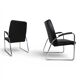 Set of 2 tubular steel Bauhaus Streamline leather armchairs, 1930.