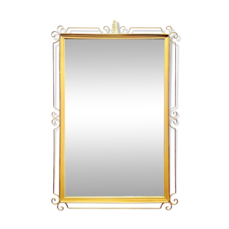 Hollywood Regency Wall Mirror in Gold Brass - 70 x 46 cm