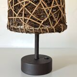 Bamboo & Rattan Solar-Powered Desk Lamp 27x17cm. Dark Coffee Color