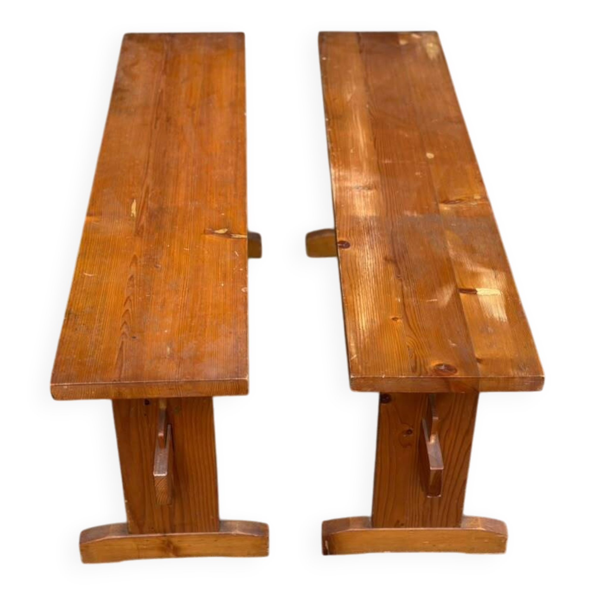 2 bancs en pin massif rustique style chalet / ferme 110cm