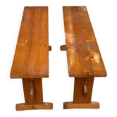 2 bancs en pin massif rustique style chalet / ferme 110cm