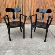 Pair of Art Deco chairs in black lacquered wood by Lajos Kozma, 1920s
