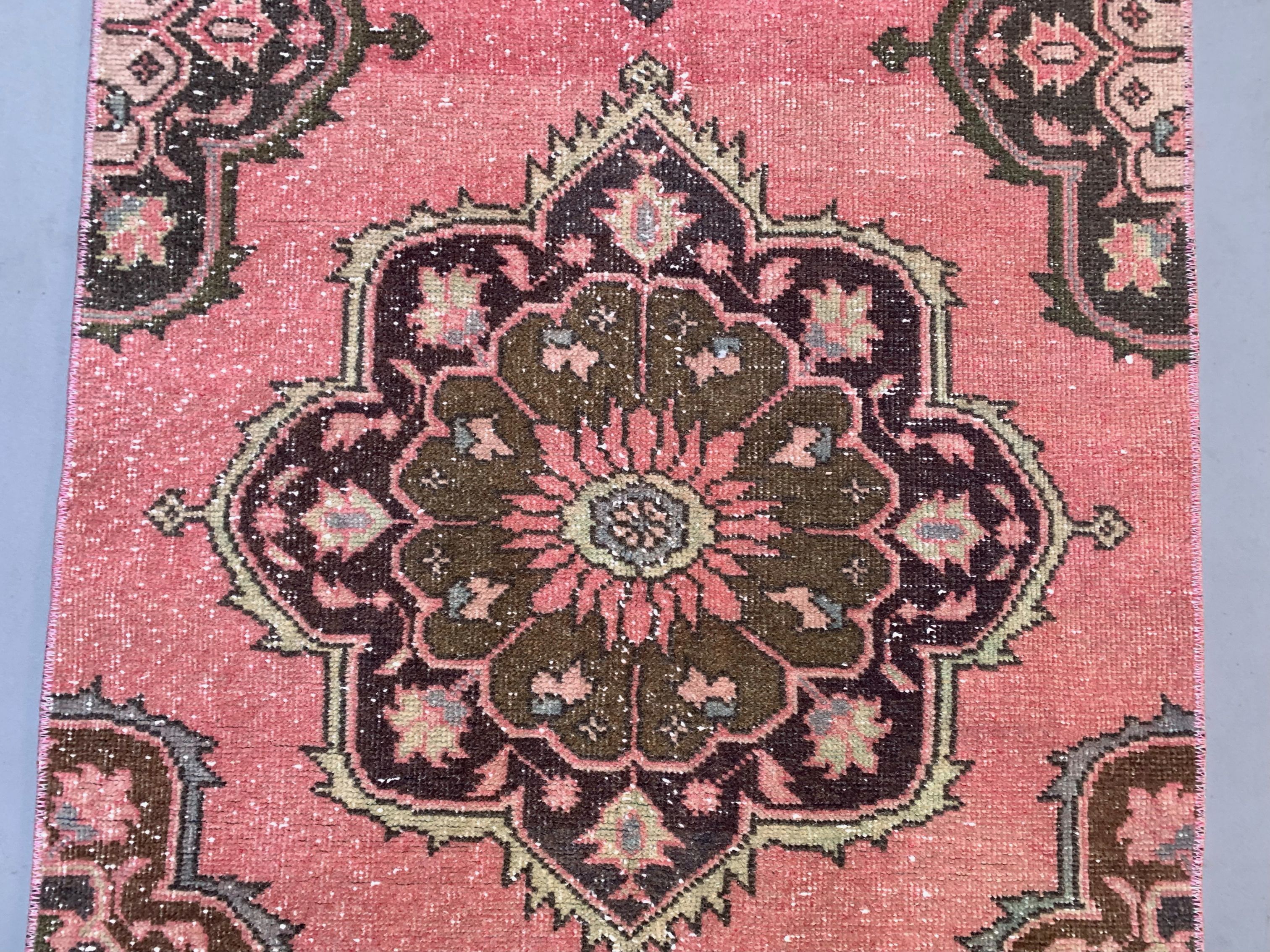 Distressed Turkish Runner 406x81 cm wool Vintage Tribal Rug