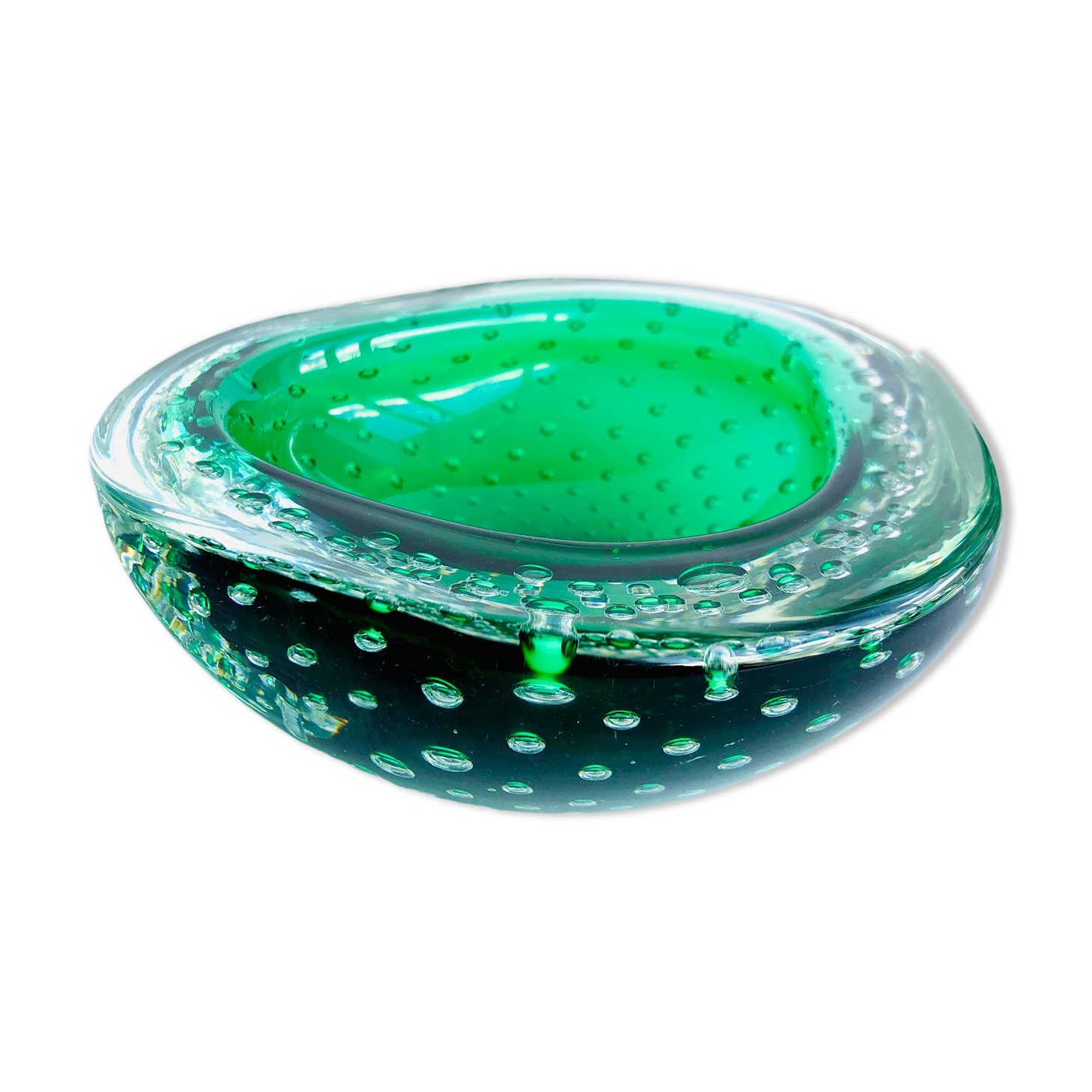 Empty vintage Italian pocket in Murano bullicante glass, 1970