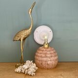 Vintage globe wall light in pink Clichy glass
