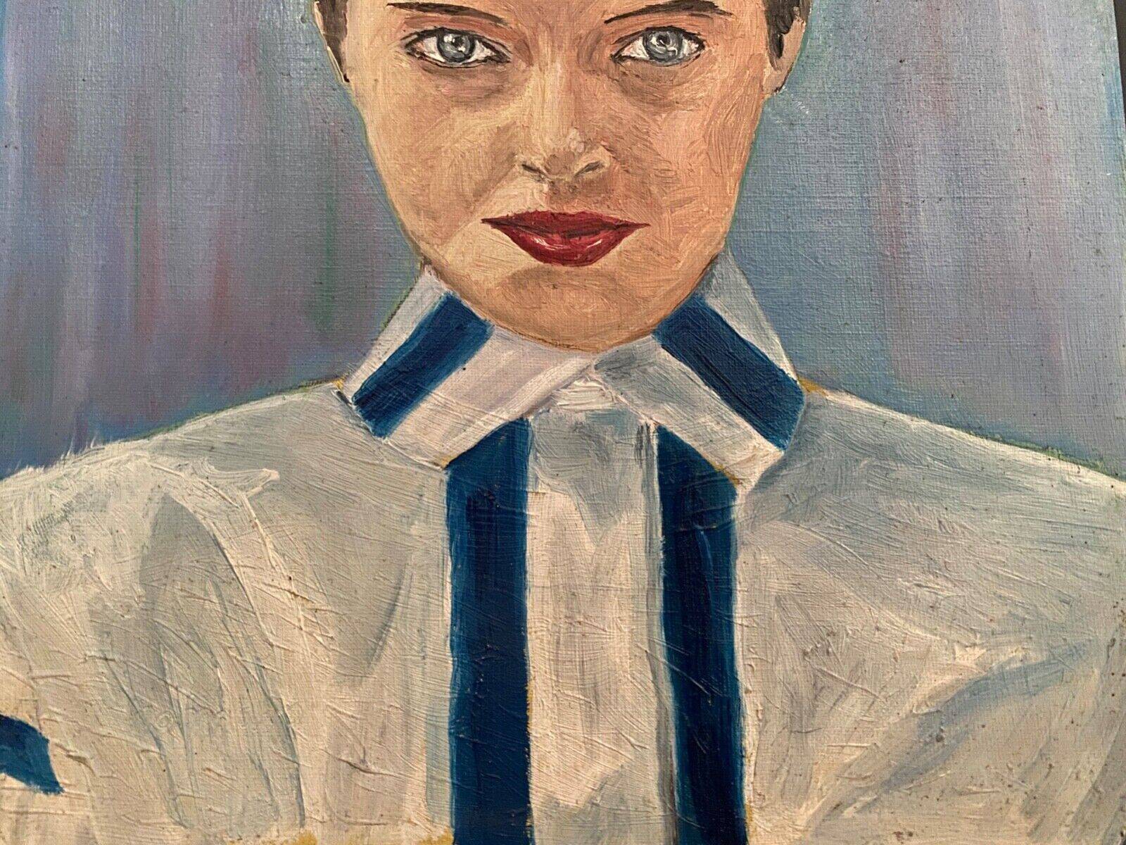 Portrait de femme huile sur isorel XXe