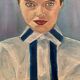 Portrait de femme huile sur isorel XXe