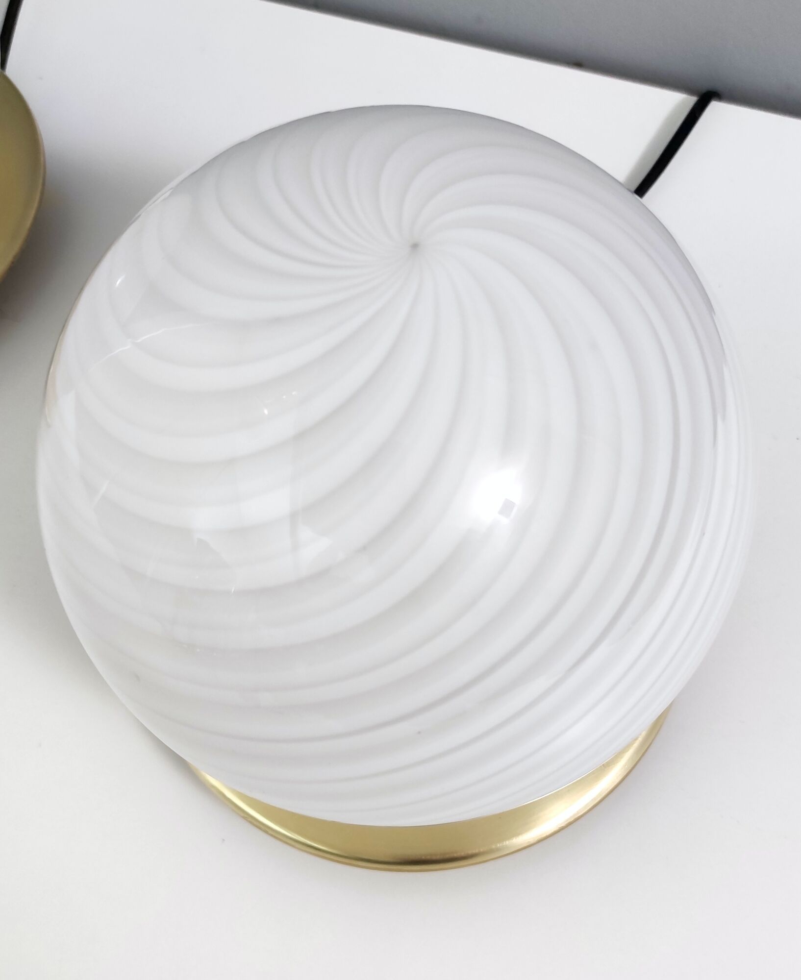 Pair of postmodern spheric murano glass table lamps by tronconi, italy