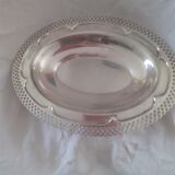Plat ovale  creux en métal argené