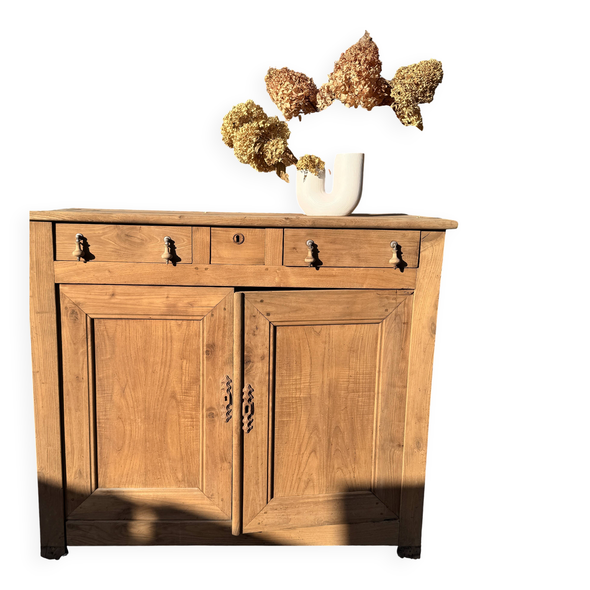 rustic wooden farm buffet sandblasted