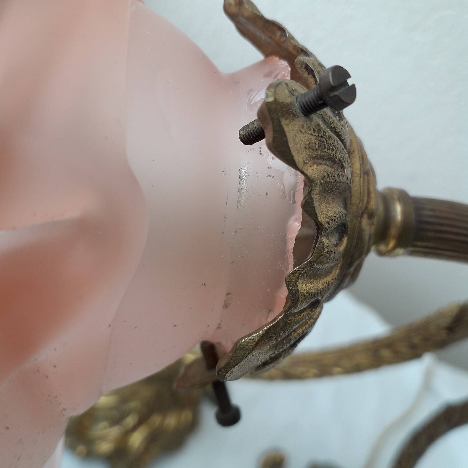 2 lampes en bronze et verre