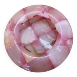 Pink and white onyx ashtray
