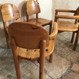 Set of 4 solid pine seats by Rainer Daumiller