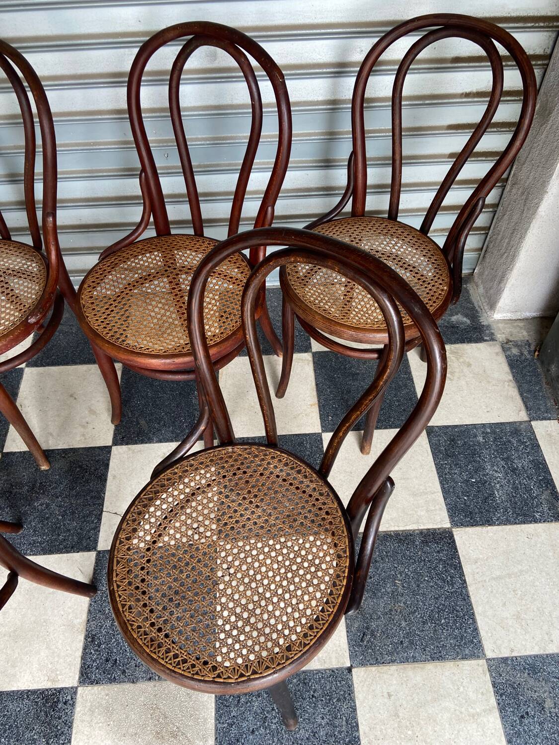 Set of 7 Thonet bistro chairs