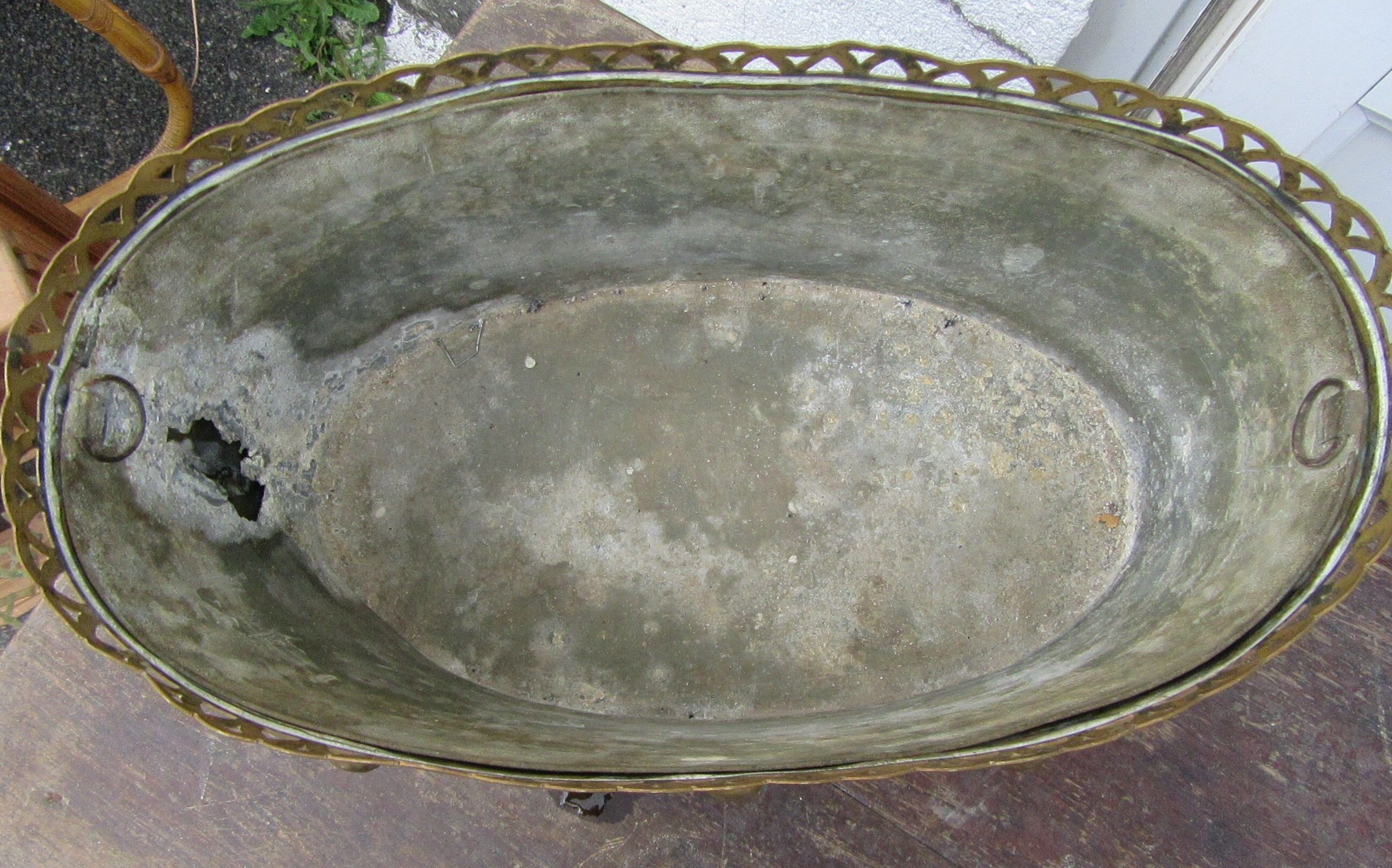 Jardinière laiton avec son bac en zinc