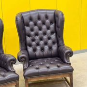 Vintage Tufted Leather Chesterfield Style Wing Back Chair (Price is For One Chair)