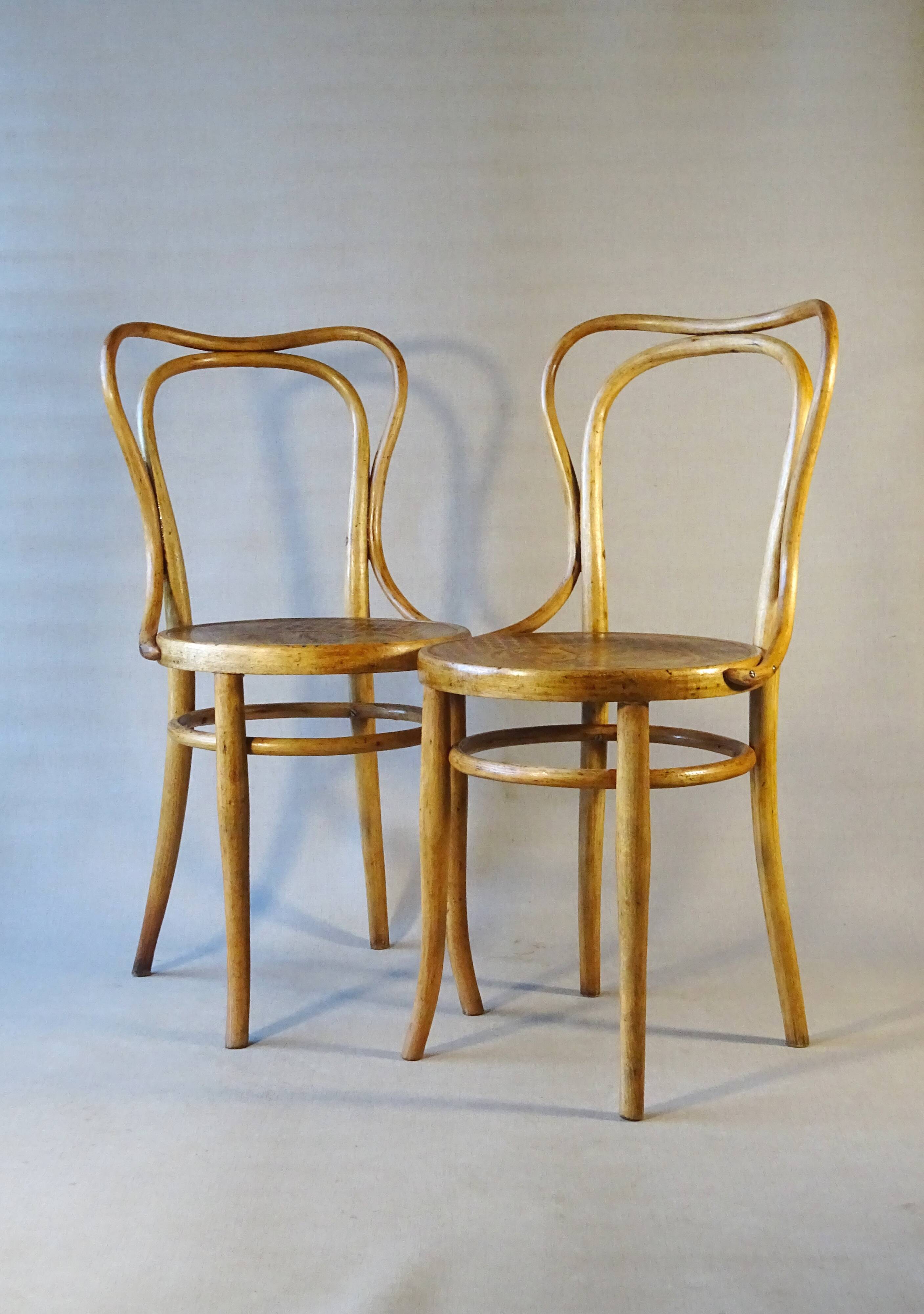 Two Kohn bistro chairs no. 55, circa 1910, not Thonet.