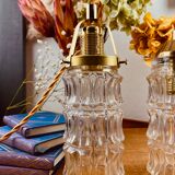 Walking lamp suspension tulip vintage pressed glass 70s