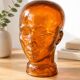 Decorative sculptural head in amber glass – Contemporary design