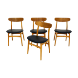 Set of 4 chairs in teak and beech, Denmark, 1960