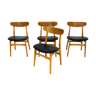 Set de 4 chaises en teck et en hêtre Danemark 1960