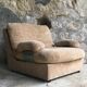 Space age armchair in velvet beigen armrests stainless steel 1970