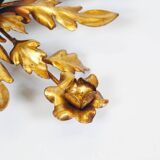 Medium size gilded floral flush mount light, Germany 1960s