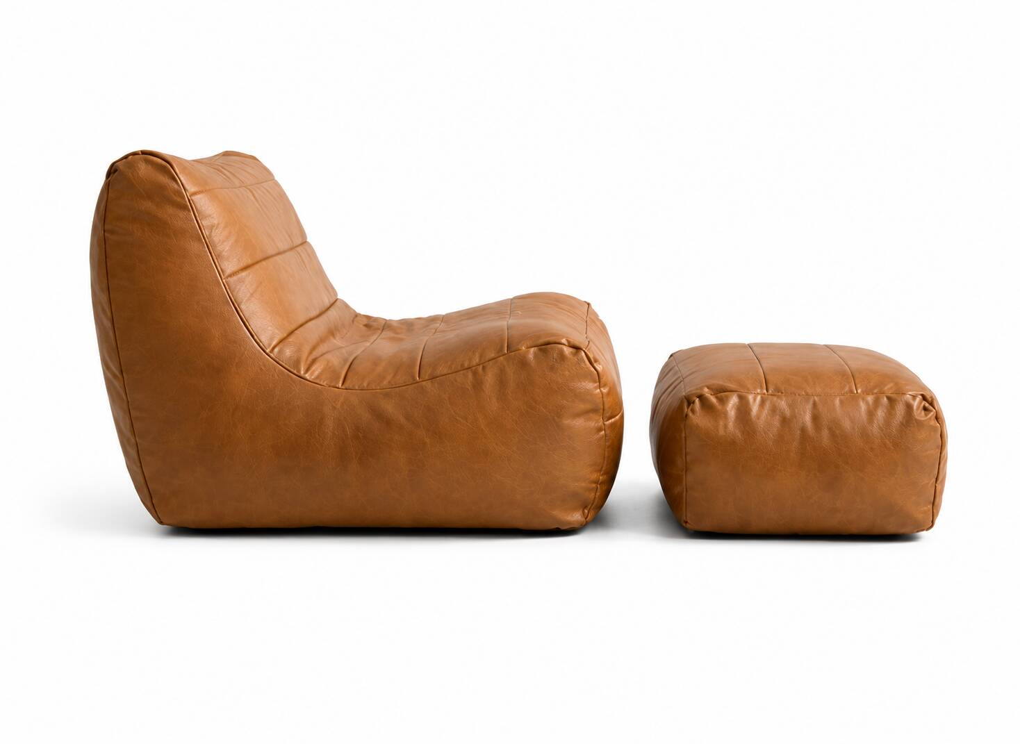 Vintage camel lounge chair with footrest