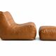 Vintage camel lounge chair with footrest
