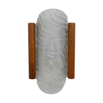 Applique murale en verre et chêne du milieu du siècle