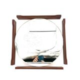 Mid-century teak table / wall mirror / vanity, Italy 1960s