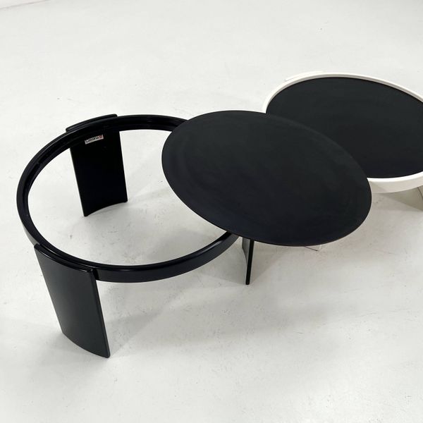 Lot de 2 large tables gigognes réversibles par G. Frattini pour Cassina, 70