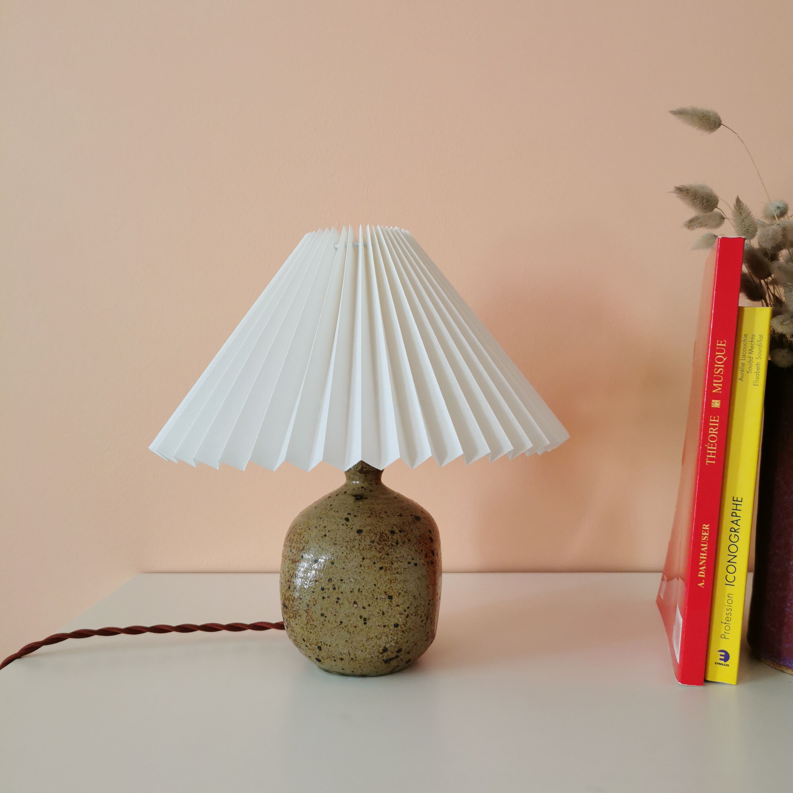Upcycled lamp in pleated sandstone lampshade