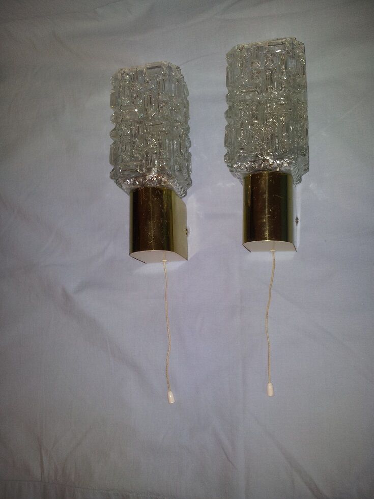 Pair of moulded glass sconces
