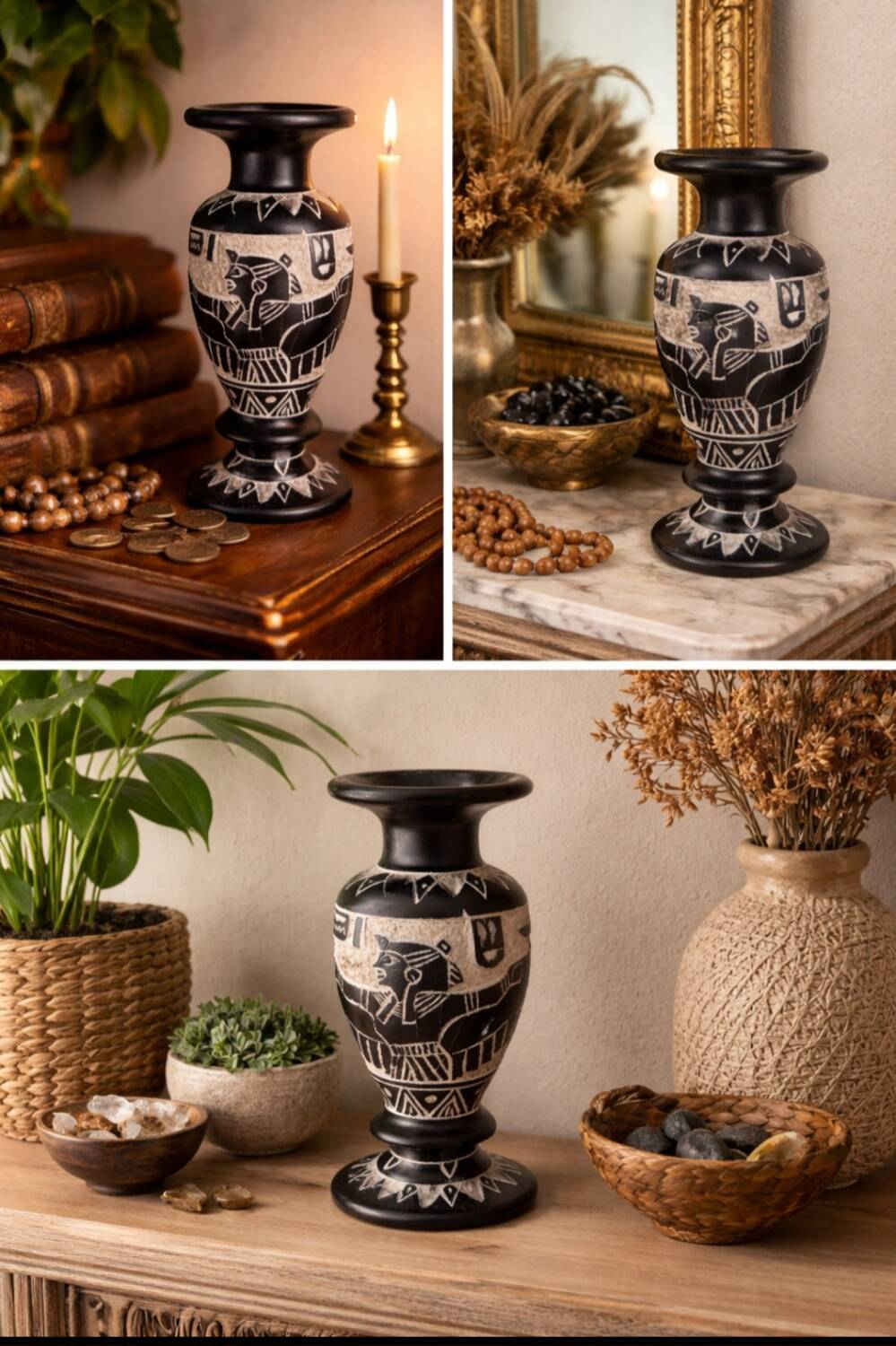 Neo-Egyptian Vase Style – Relief Portraits of Isis and Horus – H 18cm