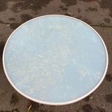 Round bistro table in steel with tulip base and glass top, 60cm