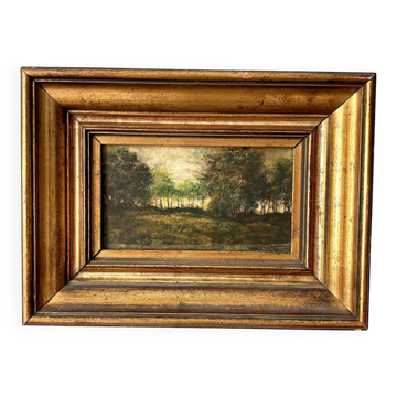 Tableau ancien fin XIXe - Huile sur panneau esprit Barbizon