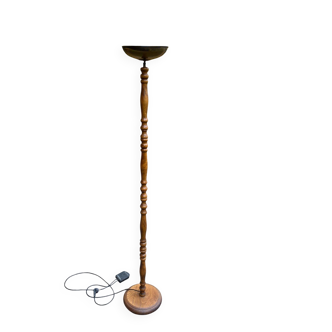 Lampadaire vintage italien Relco Milano en bois massif sculpté