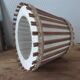 Suspension vintage 70 en lin et rotin