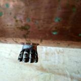 Large brass and copper planter, tray on 4 lion paw feet