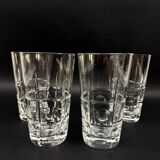 4 verres à eau en cristal de Sèvres 14,5 cm modèle taillé à facettes et pastilles