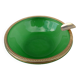 Green glass ashtray set in gold brass